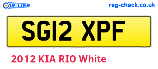 SG12XPF are the vehicle registration plates.