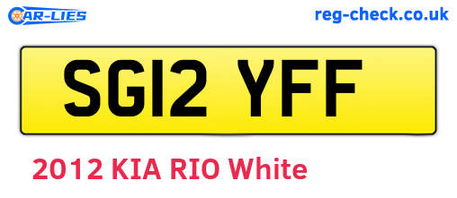 SG12YFF are the vehicle registration plates.