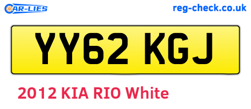 YY62KGJ are the vehicle registration plates.
