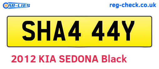 SHA444Y are the vehicle registration plates.