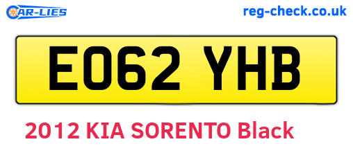 EO62YHB are the vehicle registration plates.
