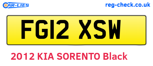 FG12XSW are the vehicle registration plates.