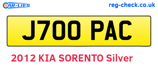 J700PAC are the vehicle registration plates.