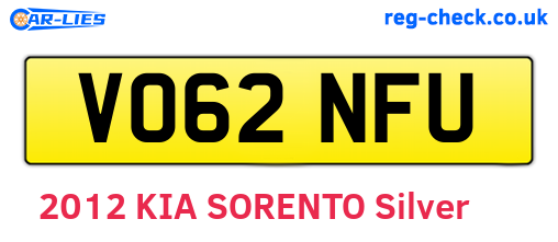 VO62NFU are the vehicle registration plates.
