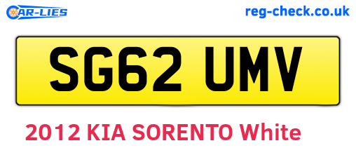 SG62UMV are the vehicle registration plates.