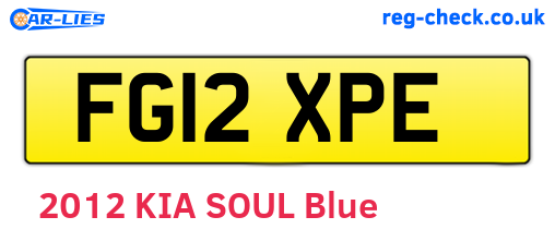 FG12XPE are the vehicle registration plates.