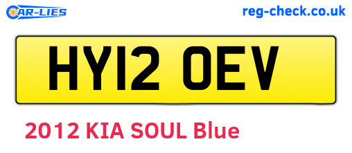 HY12OEV are the vehicle registration plates.