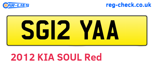 SG12YAA are the vehicle registration plates.