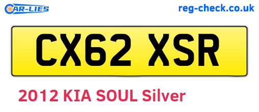 CX62XSR are the vehicle registration plates.