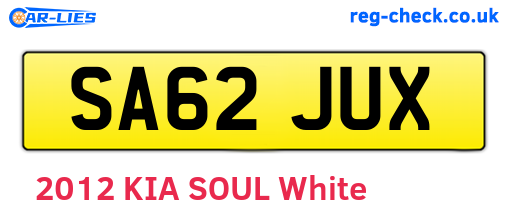 SA62JUX are the vehicle registration plates.