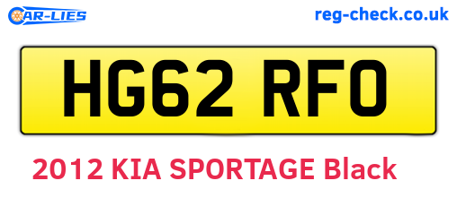 HG62RFO are the vehicle registration plates.