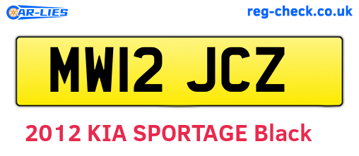 MW12JCZ are the vehicle registration plates.