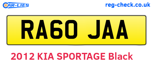RA60JAA are the vehicle registration plates.