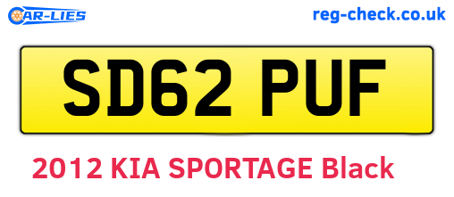 SD62PUF are the vehicle registration plates.