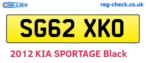 SG62XKO are the vehicle registration plates.