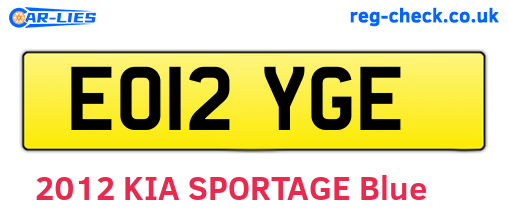 EO12YGE are the vehicle registration plates.