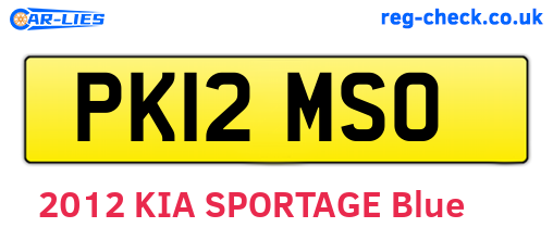 PK12MSO are the vehicle registration plates.