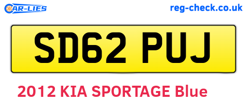 SD62PUJ are the vehicle registration plates.