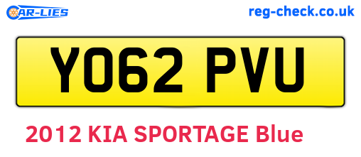 YO62PVU are the vehicle registration plates.