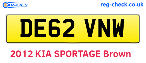 DE62VNW are the vehicle registration plates.