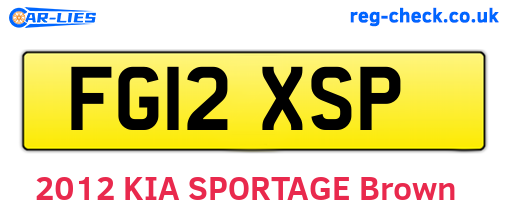 FG12XSP are the vehicle registration plates.