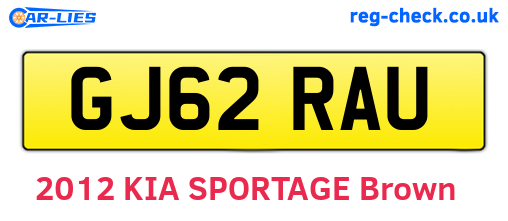 GJ62RAU are the vehicle registration plates.