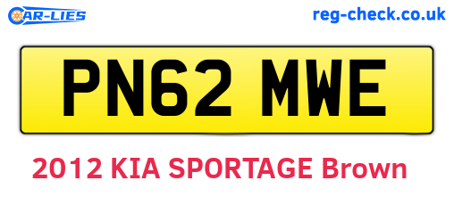 PN62MWE are the vehicle registration plates.