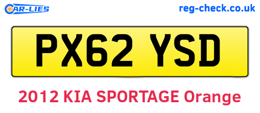 PX62YSD are the vehicle registration plates.