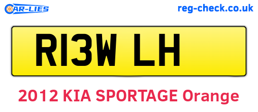 R13WLH are the vehicle registration plates.