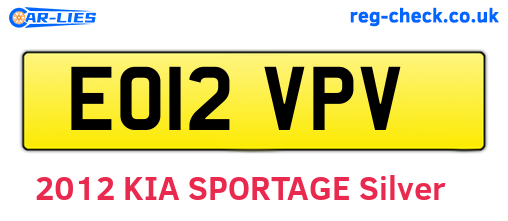 EO12VPV are the vehicle registration plates.