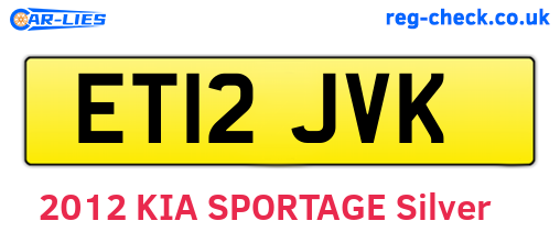ET12JVK are the vehicle registration plates.