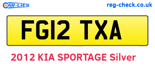 FG12TXA are the vehicle registration plates.