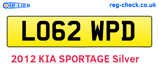 LO62WPD are the vehicle registration plates.