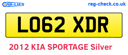 LO62XDR are the vehicle registration plates.