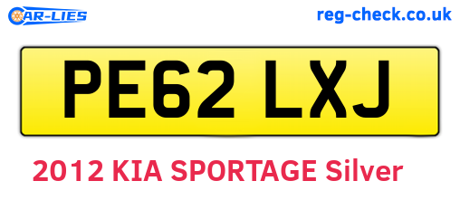 PE62LXJ are the vehicle registration plates.