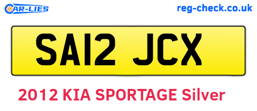 SA12JCX are the vehicle registration plates.