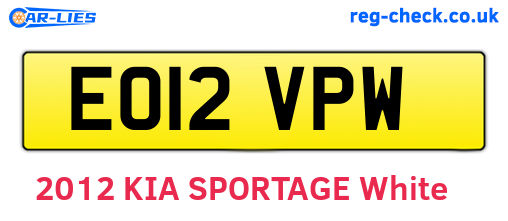 EO12VPW are the vehicle registration plates.