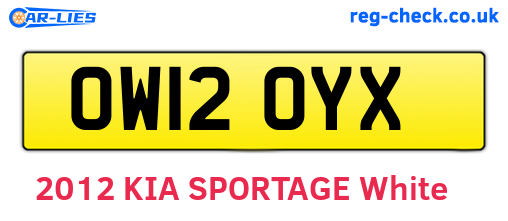OW12OYX are the vehicle registration plates.