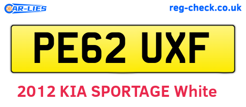 PE62UXF are the vehicle registration plates.