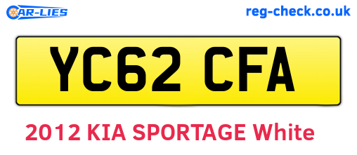 YC62CFA are the vehicle registration plates.