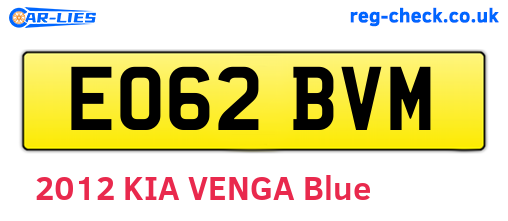 EO62BVM are the vehicle registration plates.
