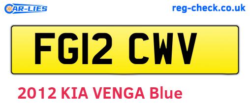 FG12CWV are the vehicle registration plates.