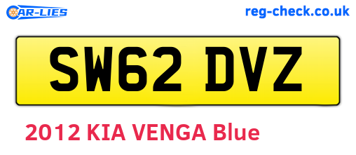 SW62DVZ are the vehicle registration plates.