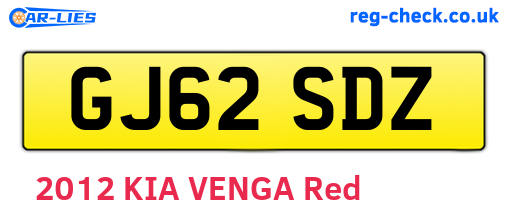 GJ62SDZ are the vehicle registration plates.