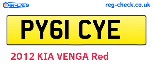 PY61CYE are the vehicle registration plates.