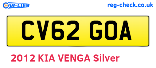 CV62GOA are the vehicle registration plates.