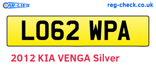 LO62WPA are the vehicle registration plates.