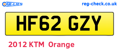 HF62GZY are the vehicle registration plates.