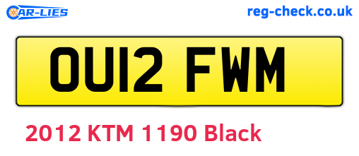 OU12FWM are the vehicle registration plates.