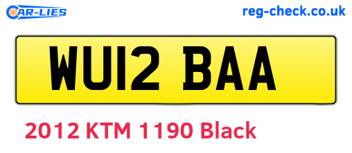WU12BAA are the vehicle registration plates.